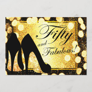 Gold 50 en Fabulous Womans Birthday Invitation Kaart