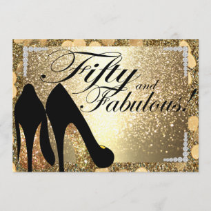 Gold 50 en Fabulous Womans Birthday Invitation Kaart