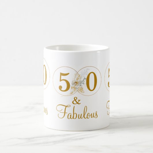 Gold 50 et fabuleux 50e anniversaire de café Mug (Centre)