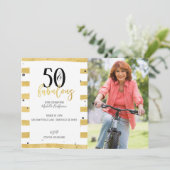 Gold 50- & Fabulous 50th Birthday Party-uitnodigin Kaart (Staand voorkant)