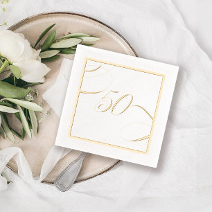 Gold 50 Kalligrafie Milestone Verjaardag Jubileum Folie Servetten