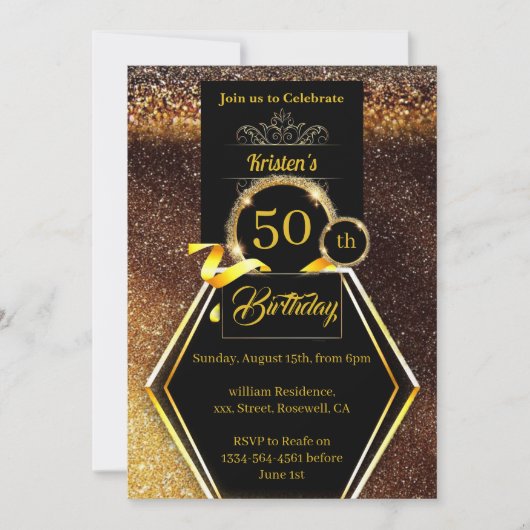 Gold 50e anniversaire Invitation (Devant)