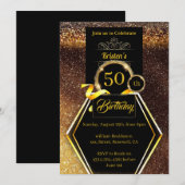Gold 50e anniversaire Invitation (Devant / Derrière)