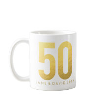 Gold 50e jour, mois, année, Mug blanc personnalisé