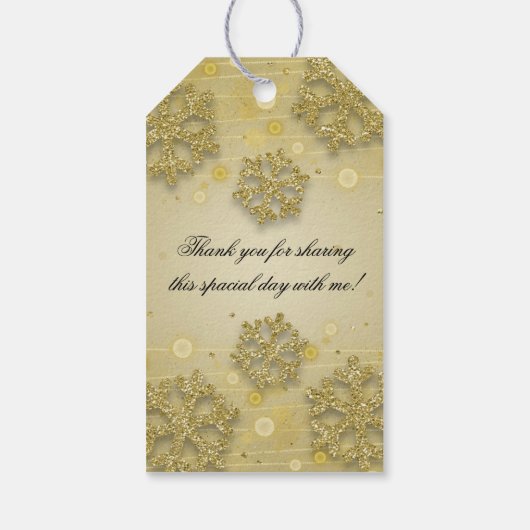 Gold 50e verjaardag Dank je Winterglitter Cadeaulabel (Achterkant)