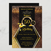 Gold 50e verjaardag Uitnodiging (Voorkant / Achterkant)