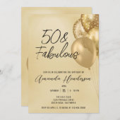 Gold 50th and Fabulous 50th Birthday Invitation (Devant / Derrière)