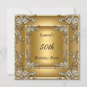 Gold 50th Anniversaire de fête Invitation Or (Devant)