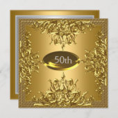 Gold 50th Anniversary Party Invitation (Devant / Derrière)