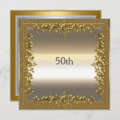Gold 50th Anniversary Party Invitation (Devant / Derrière)