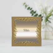 Gold 50th Anniversary Party Invitation (Debout devant)