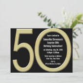 Gold 50th Birthday / Fête Invitation (Debout devant)