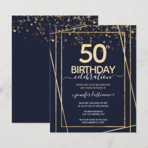Gold 50th Birthday Party Budget Invitation