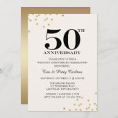 Gold 50th Mariage Anniversary Party invitation (Devant / Derrière)