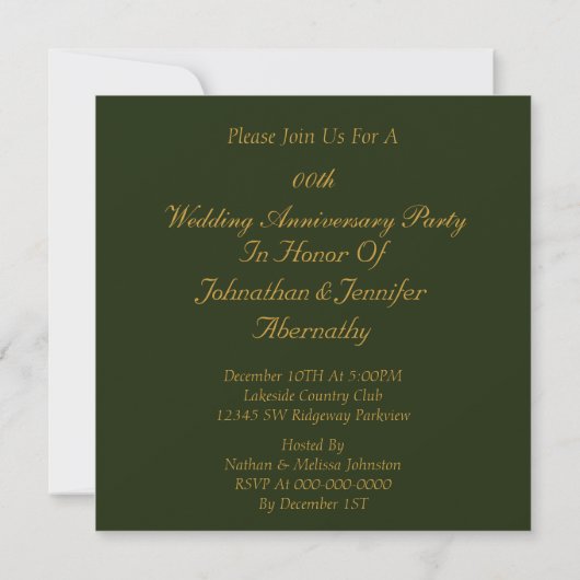 Gold 50th Mariage Anniversary Party Invitation