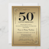 Gold 50th Mariage Anniversary Party invitation (Devant)