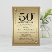 Gold 50th Mariage Anniversary Party invitation (Debout devant)