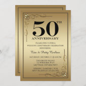 Gold 50th Mariage Anniversary Party invitation (Devant / Derrière)