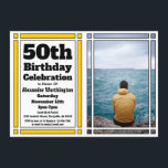 Gold 50th Photo Anniversaire Invitation<br><div class="desc">Envoyez cette Gold 50th Photo Birthday Invitation à tous vos amis et votre famille. Customisez avec vos informations de fête et votre photo préférée.</div>