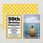Gold 50th Photo Birthday Invitation Kaart (Voorkant / Achterkant)