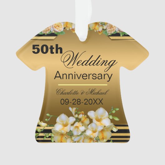 Gold 50th Wedding Jubileum Acryl Ornament (voorkant)