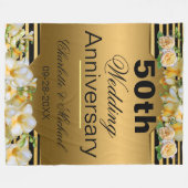Gold 50th Wedding Jubileum Fleece Deken (Voorkant (Horizontaal))