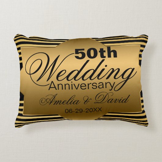 Gold 50th Wedding Jubileum Gift Accent Kussen (Voorkant)