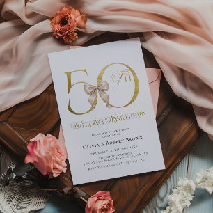Gold 50th Wedding Jubileum Kaart