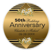 Gold 50th Wedding Jubileum Keramische Knop (Voorkant)