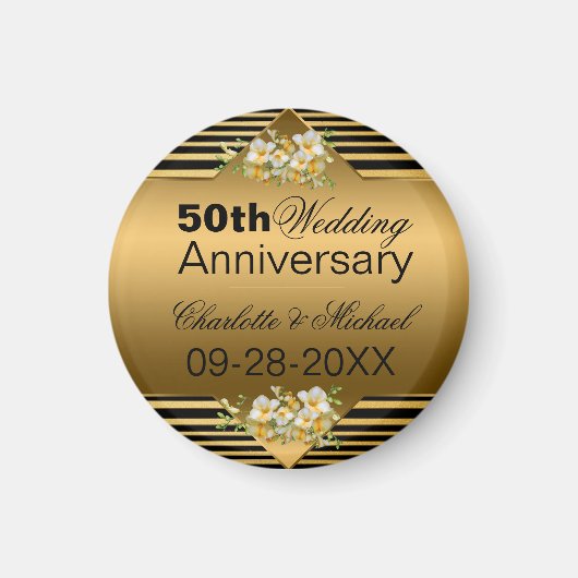 Gold 50th Wedding Jubileum Magneet (Voorkant)