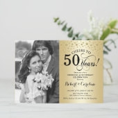 Gold 50th Wedding Jubileum met foto Kaart (Staand voorkant)
