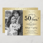 Gold 50th Wedding Jubileum met foto Kaart (Voorkant / Achterkant)