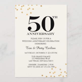 Gold 50th Wedding Jubileum Party-uitnodiging Kaart