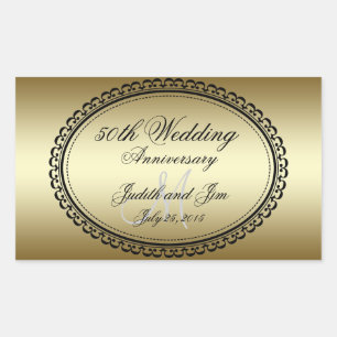 Gold 50th Wedding Jubileum Rechthoekige Sticker