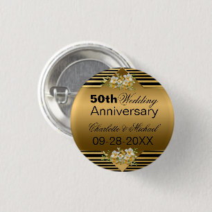 Gold 50th Wedding Jubileum Ronde Button 3,2 Cm