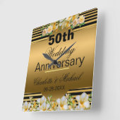 Gold 50th Wedding Jubileum Vierkante Klok (Hoek)