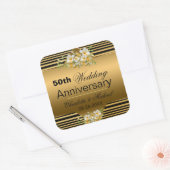 Gold 50th Wedding Jubileum Vierkante Sticker (Envelop)
