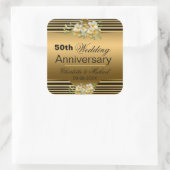 Gold 50th Wedding Jubileum Vierkante Sticker (Tas)