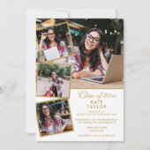 Gold 5 Photo Collage Graduation Party Invitation (Devant)
