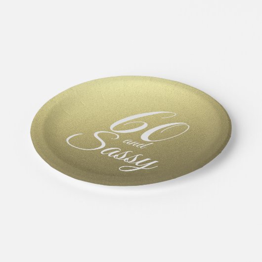 Gold 60 en Sassy Birthday Party Papieren Bordje (Gekanteld)