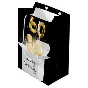 Gold 60th Birthday-ballonnen in doos Medium Cadeauzakje