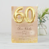 Gold 60th Birthday Invitation (Debout devant)