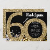 Gold 60th Birthday Invitation - 50th Invitation (Devant / Derrière)