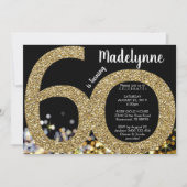 Gold 60th Birthday Invitation - 50th Invitation Kaart (Voorkant)
