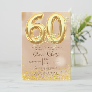 Gold 60th Birthday Invitation Feestdagenkaart