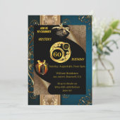 Gold 60th Birthday Invitation Kaart (Staand voorkant)