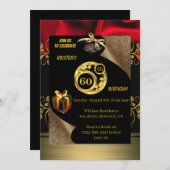 Gold 60th Birthday Invitation Kaart (Voorkant / Achterkant)