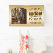 Gold 60th Birthday World's Best Custom Photo Lijst Spandoek (Insitu)