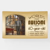 Gold 60th Birthday World's Best Custom Photo Lijst Spandoek (Horizontaal)