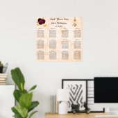 Gold 70 & Floral Design Alphabetical Seating Chart Poster (Thuiskantoor)